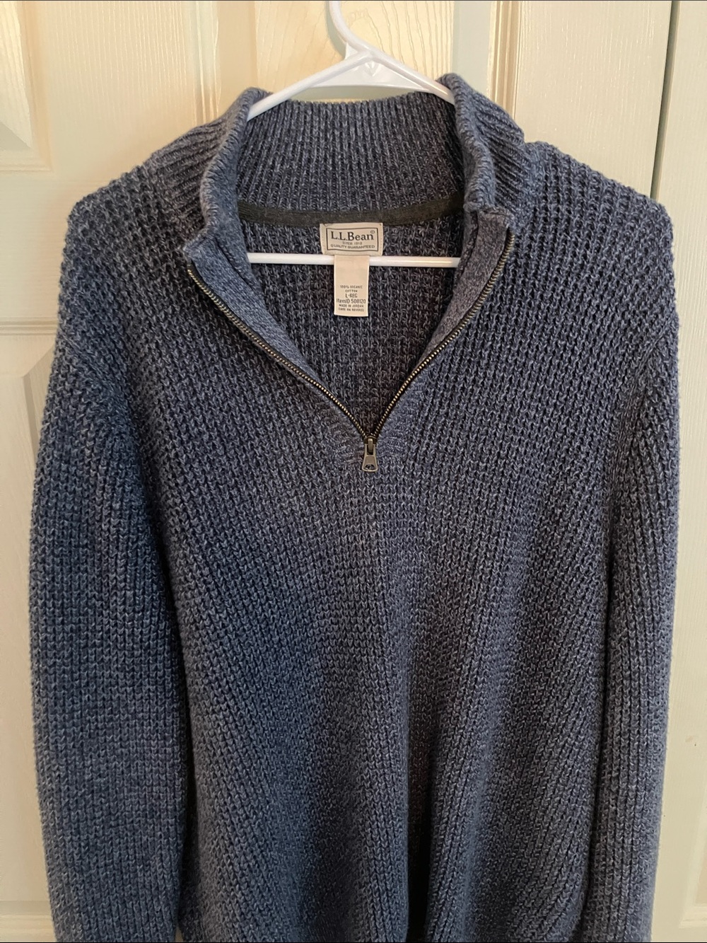 L.L. Bean Men's Zip-Up Chunky Knit Sweater - Navy Gray